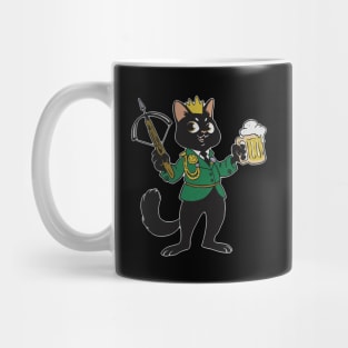 Black cat with crossbow and beer Mug